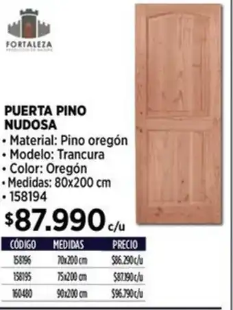 Construmart PUERTA PINO NUDOSA 80x200 cm oferta