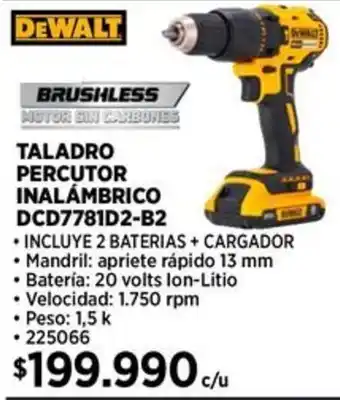 Construmart DEWALT TALADRO PERCUTOR INALÁMBRICO DCD7781D2-B2 oferta