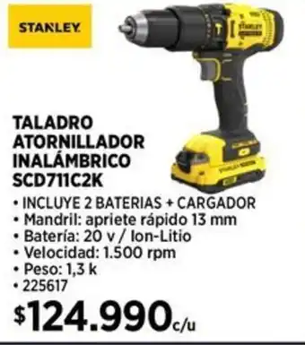 Construmart STANLEY TALADRO ATORNILLADOR INALÁMBRICO SCD711C2K oferta