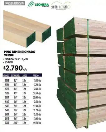Construmart PINO DIMENSIONADO VERDE 2x3" 3,2m oferta