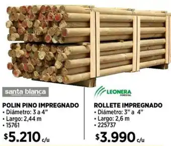 Construmart POLIN PINO IMPREGNADO 3 a 4" oferta