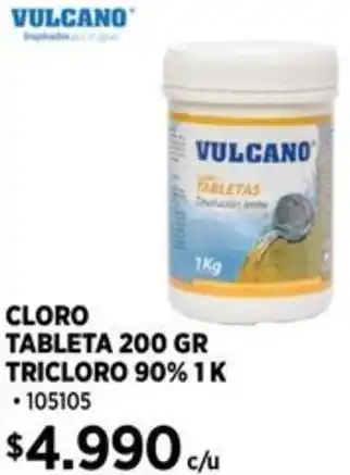 Construmart VULCANO CLORO TABLETA 200 GR TRICLORO 90% 1K oferta