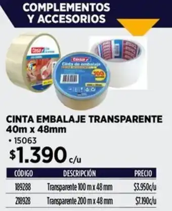 Construmart CINTA EMBALAJE TRANSPARENTE 40m x 48mm oferta