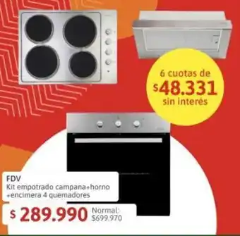 Easy FDV Kit empotrado campana+horno +encimera 4 quemadores oferta