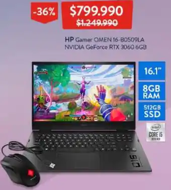 Lider HP Gamer OMEN 16-B0509LA NVIDIA GeForce RTX 3060 6GB oferta