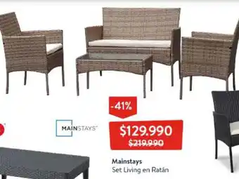 Lider Mainstays Set Living en Ratán oferta