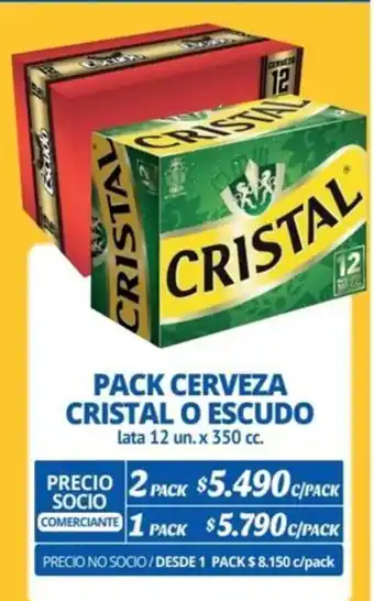 Alvi PACK CERVEZA CRISTAL O ESCUDO lata 12 un. x 350cc x 2 pack oferta
