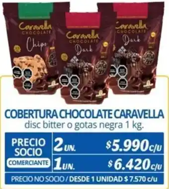 Alvi COBERTURA CHOCOLATE CARAVELLA disc bitter o gotas negra 1kg x 2un oferta