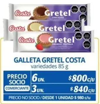 Alvi GALLETA GRETEL COSTA variedades 85g x 6un oferta