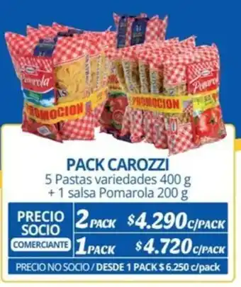 Alvi PACK CAROZZI 5 Pastas variedades 400 g + 1 salsa Pomarola 200g x 2 pack oferta