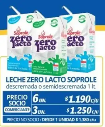 Alvi LECHE ZERO LACTO SOPROLE descremada o semidescremada 1lt x 6un oferta