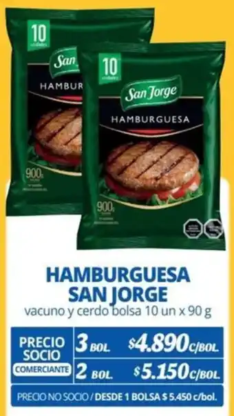 Alvi HAMBURGUESA SAN JORGE vacuno y cerdo bolsa 10 un x 90g x 3 bol oferta