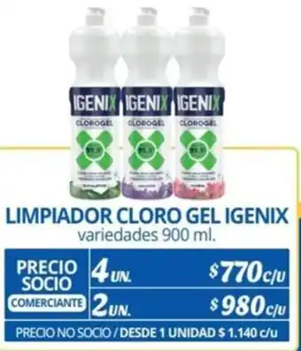 Alvi LIMPIADOR CLORO GEL IGENIX variedades 900ml x 4un oferta