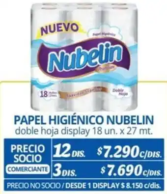 Alvi PAPEL HIGIÉNICO NUBELIN doble hoja display 18 un. x 27 mt x 12dis oferta