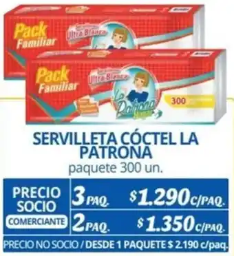 Alvi SERVILLETA CÓCTEL LA PATRONA paquete 300un x 3 paq oferta