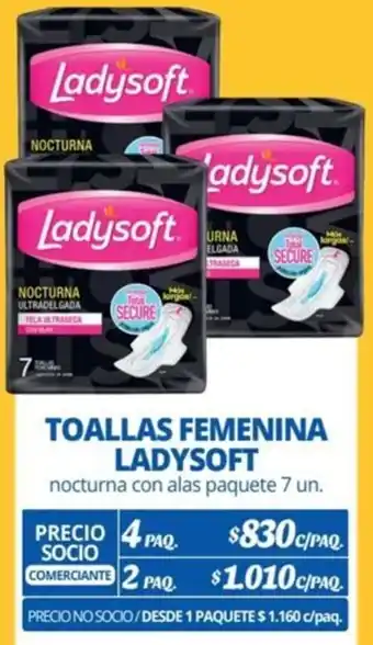 Alvi TOALLAS FEMENINA LADYSOFT nocturna con alas paquete 7 un x 4paq oferta