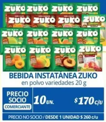 Alvi BEBIDA INSTATÁNEA ZUKO en polvo variedades 20g x 10un oferta