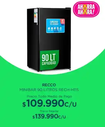 Tottus RECCO MINIBAR 90 LITROS RECH-H11S oferta