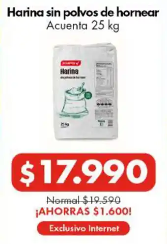 Super Bodega a Cuenta Harina sin polvos de hornear Acuenta 25 kg oferta