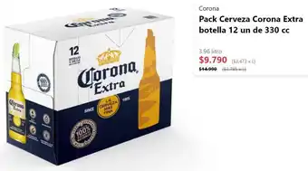 Unimarc Corona Pack Cerveza Corona Extra botella 12un de 330cc oferta