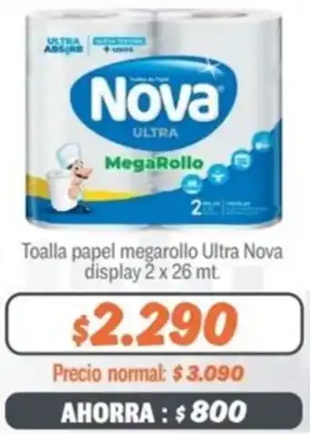 Mayorista 10 Toalla papel megarollo Ultra Nova display 2 x 26mt oferta
