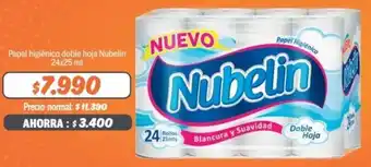 Mayorista 10 Papel higiénico doble hoja Nubelin 24x25 mt oferta
