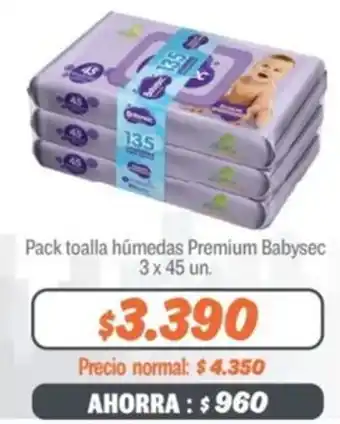 Mayorista 10 Pack toalla húmedas Premium Babysec 3 x 45un oferta