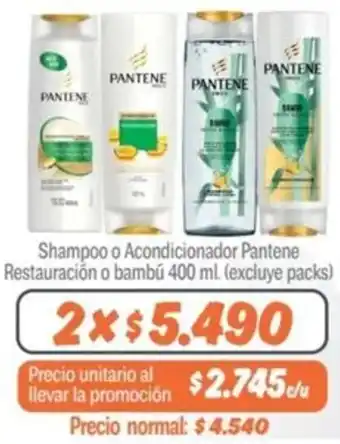 Mayorista 10 Shampoo o Acondicionador Pantene Restauración o bambú 400ml oferta