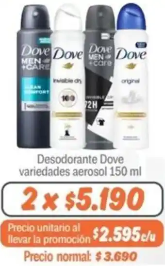 Mayorista 10 Desodorante Dove variedades aerosol 150ml oferta