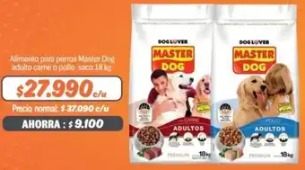 Mayorista 10 Alimento para perros Master Dog adulto carne o pollo saco 18kg oferta