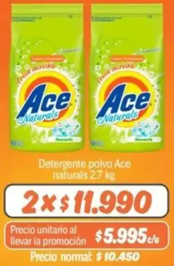 Mayorista 10 Detergente polvo Ace naturals 2.7kg oferta