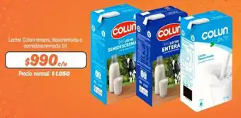 Mayorista 10 Leche Colun entera, descremada o semidescremada 1lt oferta