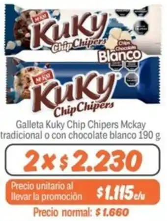 Mayorista 10 Galleta Kuky Chip Chipers Mckay tradicional o con chocolate blanco 190g oferta