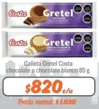 Mayorista 10 Galleta Gretel Costa chocolate o chocolate blanco 85g oferta