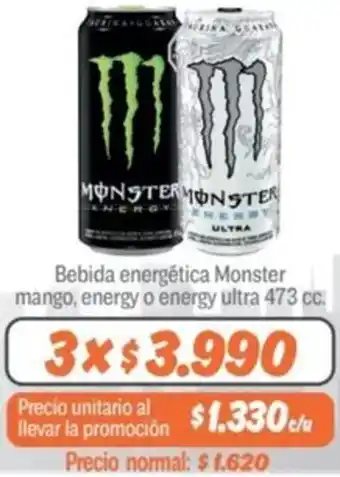 Mayorista 10 Bebida energética Monster mango, energy o energy ultra 473cc oferta