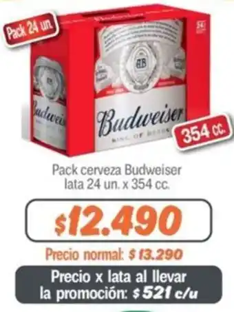 Mayorista 10 Pack cerveza Budweiser lata 24un x 354cc oferta