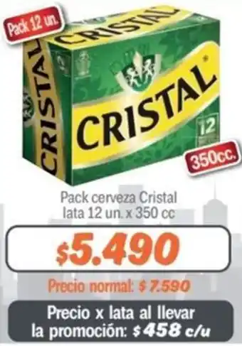 Mayorista 10 Pack cerveza Cristal lata 12un x 350cc oferta