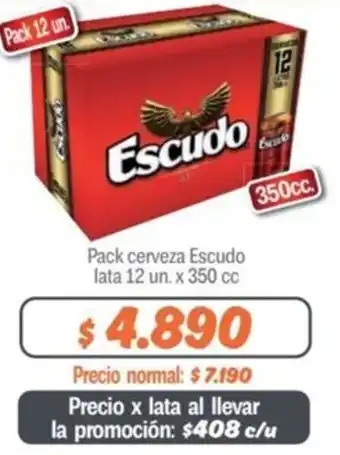 Mayorista 10 Pack cerveza Escudo lata 12un x 350cc oferta