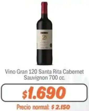 Mayorista 10 Vino Gran 120 Santa Rita Cabernet Sauvignon 700cc oferta
