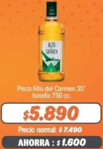 Mayorista 10 Pisco Alto del Carmen 35° botella 750cc oferta
