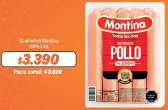Mayorista 10 Salchichas Montina pollo 1kg oferta