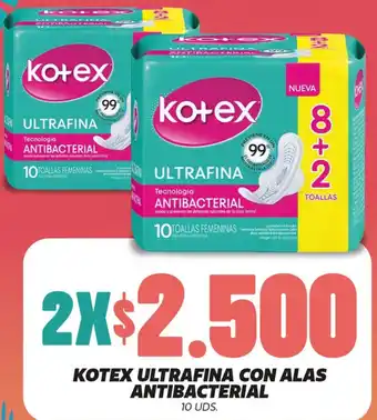 KOTEX ULTRAFINA CON ALAS ANTIBACTERIAL 10UDS