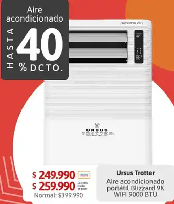 Easy Ursus Trotter Aire acondicionado portátil Blizzard 9K WIFI 9000 BTU oferta