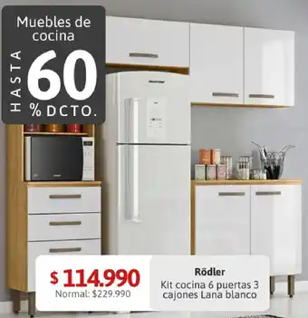 Easy Rödler Kit cocina 6 puertas 3 cajones Lana blanco oferta