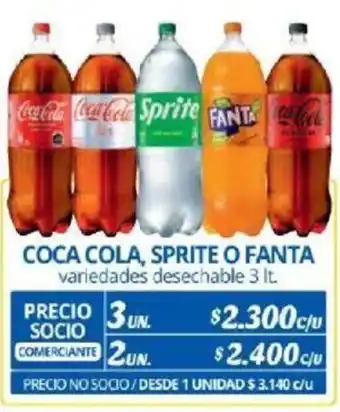 Alvi COCA COLA, SPRITE O FANTA variedades desechable 3It x 3un oferta