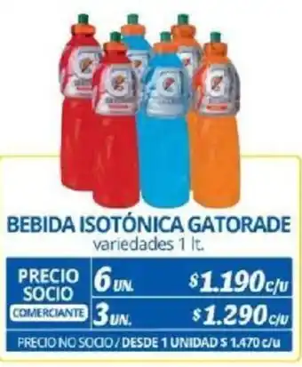 Alvi BEBIDA ISOTÓNICA GATORADE variedades 1lt x 6un oferta