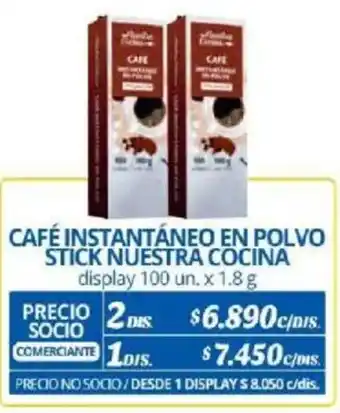 Alvi CAFÉ INSTANTÁNEO EN POLVO STICK NUESTRA COCINA display 100 un. x 1.8g x 2un oferta