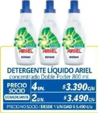 Alvi DETERGENTE LÍQUIDO ARIEL concentrado Doble Poder 800ml x 4un oferta