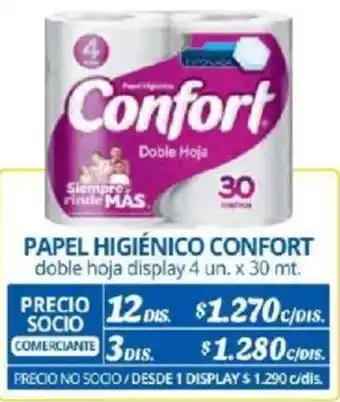Alvi PAPEL HIGIÉNICO CONFORT doble hoja display 4un x 30mt x 12dis oferta