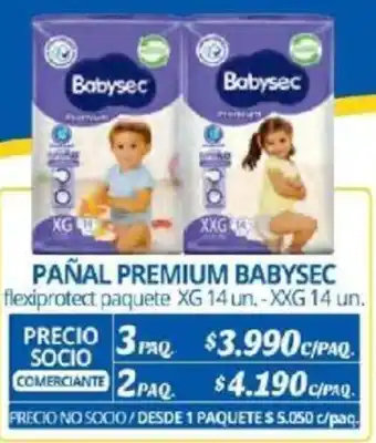 Alvi PAÑAL PREMIUM BABYSEC flexiprotect paquete XG 14un - XXG 14un x 3paq oferta